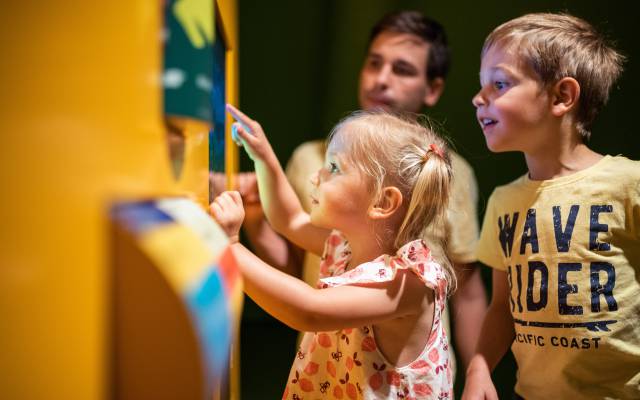 Kinder an einer Aktivwand